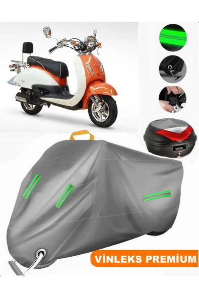 MotoEN  Vinleks Gri Asya AS 125 T Arka Çanta Uyumlu Motosiklet Brandası (Kilit Uyumlu)