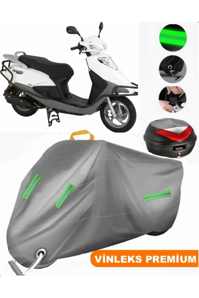 MotoEN  Vinleks Gri Abush Speedy 110i Arka Çanta Uyumlu Motosiklet Brandası (Kilit Uyumlu)