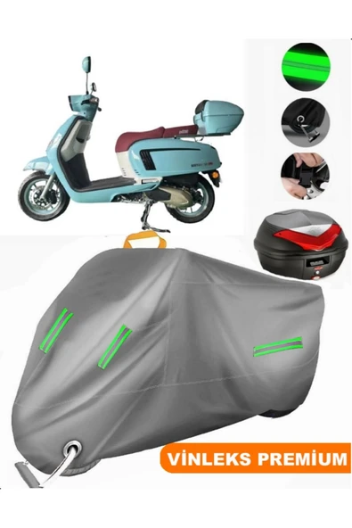 MotoEN Vinleks Gri Altai Ristretto 125 Arka Çanta Uyumlu Motosiklet Brandası (Kilit Uyumlu)