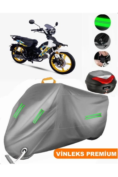 MotoEN  Vinleks Gri Altai Tank S50 Arka Çanta Uyumlu Motosiklet Brandası (Kilit Uyumlu) ürün görseli