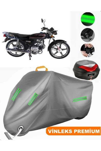 MotoEN Vinleks Gri Arora AR 50 Special Arka Çanta Uyumlu Motosiklet Brandası (Kilit Uyumlu)