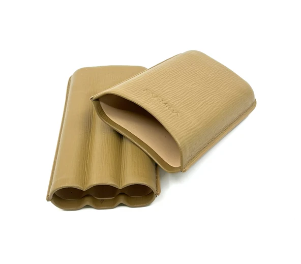 Parmida Deri Puro Kılıfı/Seyahat Humidoru Üçlü - Sütlü Kahve - 3