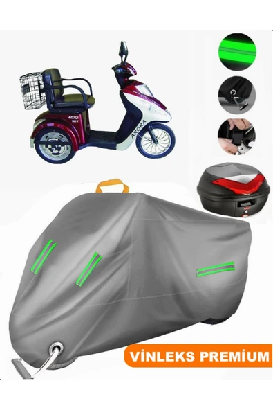 MotoEN  Vinleks Gri Arora TDR 601 SZ Arka Çanta Uyumlu Motosiklet Brandası (Kilit Uyumlu)