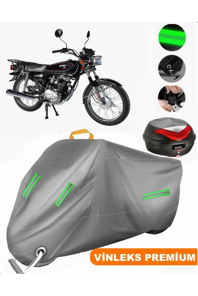 MotoEN  Vinleks Gri Arora AR 100-8 Klasik Tel Arka Çanta Uyumlu Motosiklet Brandası (Kilit Uyumlu) ürün görseli