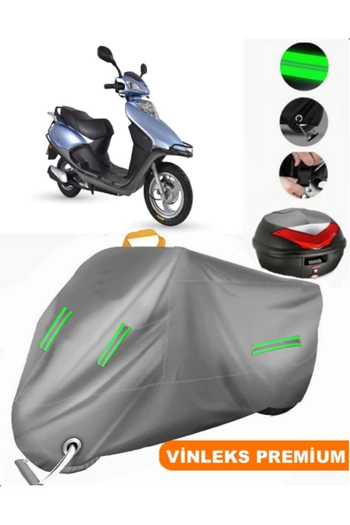 MotoEN  Vinleks Gri Arora Vesta 50 Arka Çanta Uyumlu Motosiklet Brandası (Kilit Uyumlu) ürün görseli