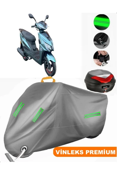 MotoEN  Vinleks Gri Arora Bravo 50 Arka Çanta Uyumlu Motosiklet Brandası (Kilit Uyumlu) ürün görseli