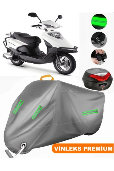 MotoEN  Vinleks Gri Altai Carrier 110 Pro Arka Çanta Uyumlu Motosiklet Brandası (Kilit Uyumlu) - 1