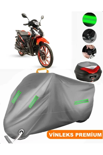 MotoEN  Vinleks Gri Arora Smart 50 Arka Çanta Uyumlu Motosiklet Brandası (Kilit Uyumlu) ürün görseli 1