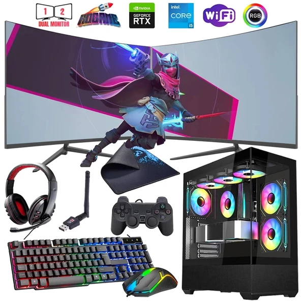 i5 14400F 16GB DDR4 1TB m2 12GB RTX3060 Çift 24" Monitörlü Oyun Bilgisayarı (Gaming SET) ürün görseli