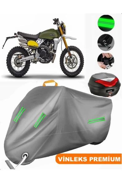 MotoEN  Vinleks Gri CABALLERO 500 Rally Arka Çanta Uyumlu Motosiklet Brandası (Kilit Uyumlu) ürün görseli