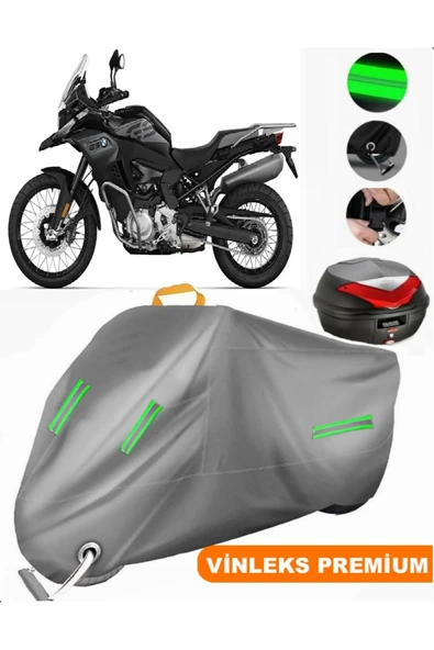 MotoEN  Vinleks Gri Bmw F 850 GS Adventure Arka Çanta Uyumlu Motosiklet Brandası (Kilit Uyumlu)