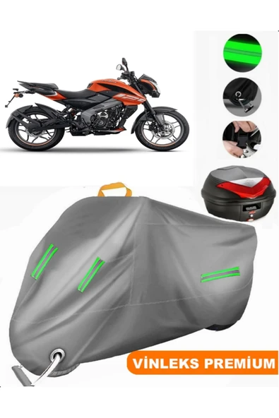 MotoEN  Vinleks Gri Bajaj Pulsar NS 125 Arka Çanta Uyumlu Motosiklet Brandası (Kilit Uyumlu) ürün görseli