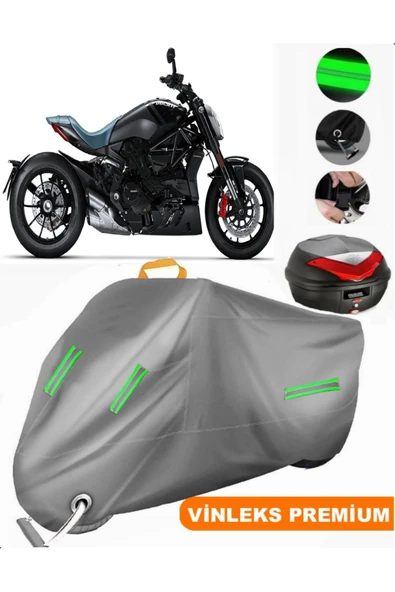 MotoEN Vinleks Gri Ducati Diavel XDiavel Nera Arka Çanta Uyumlu Motosiklet Brandası (Kilit Uyumlu)