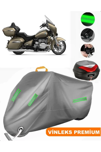 MotoEN  Vinleks Gri Bmw R 18 TRANSCONTINENTAL Arka Çanta Uyumlu Motosiklet Brandası (Kilit Uyumlu)