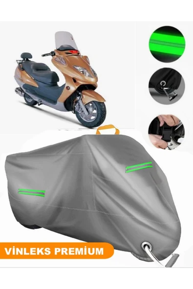 MotoEN  Vinleks Gri Çelik Motor Tiger 150 Uyumlu Motosiklet Brandası Lüx Kalite (Kilit Uyumlu) ürün görseli