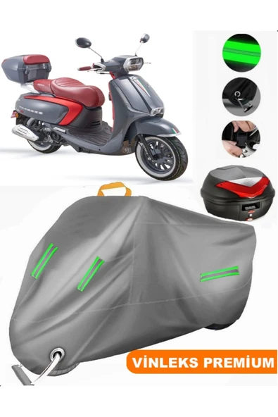 MotoEN  Vinleks Gri Bisan Rival Arka Çanta Uyumlu Motosiklet Brandası (Kilit Uyumlu) ürün görseli