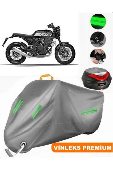 MotoEN  Vinleks Gri Brixton Crossfire 500 Arka Çanta Uyumlu Motosiklet Brandası (Kilit Uyumlu) - 1
