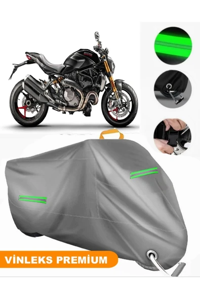 MotoEN  Vinleks Gri Ducati Monster 1200 S Uyumlu Motosiklet Brandası Lüx Kalite (Kilit Uyumlu)