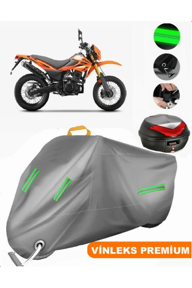 MotoEN  Vinleks Gri BuMoto/Jinling Eagle XR 250CC Arka Çanta Uyumlu Motosiklet Brandası (Kilit Uyumlu) ürün görseli