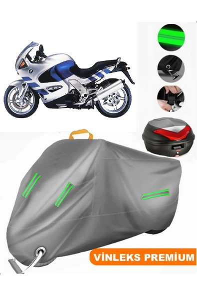MotoEN  Vinleks Gri Bmw K 1200 RS Arka Çanta Uyumlu Motosiklet Brandası (Kilit Uyumlu)