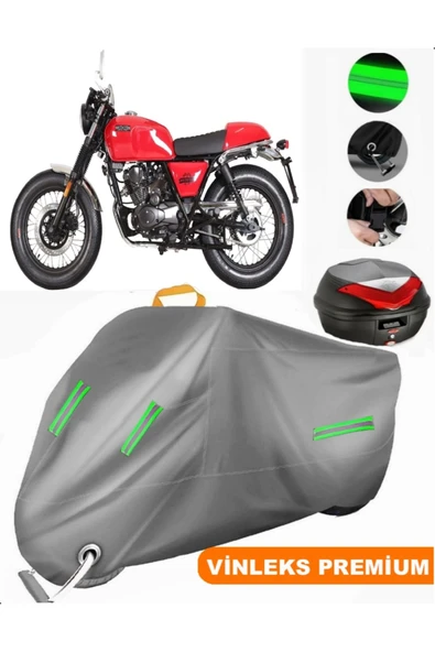MotoEN  Vinleks Gri Brixton BX 125 R Arka Çanta Uyumlu Motosiklet Brandası (Kilit Uyumlu) ürün görseli