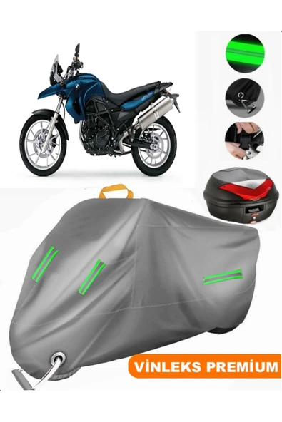MotoEN  Vinleks Gri Bmw F 650 GS Arka Çanta Uyumlu Motosiklet Brandası (Kilit Uyumlu)