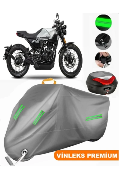 MotoEN  Vinleks Gri Brixton Crossfire 125 Arka Çanta Uyumlu Motosiklet Brandası (Kilit Uyumlu) ürün görseli 1