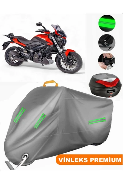 MotoEN  Vinleks Gri Bajaj Dominar 400 Arka Çanta Uyumlu Motosiklet Brandası (Kilit Uyumlu) ürün görseli