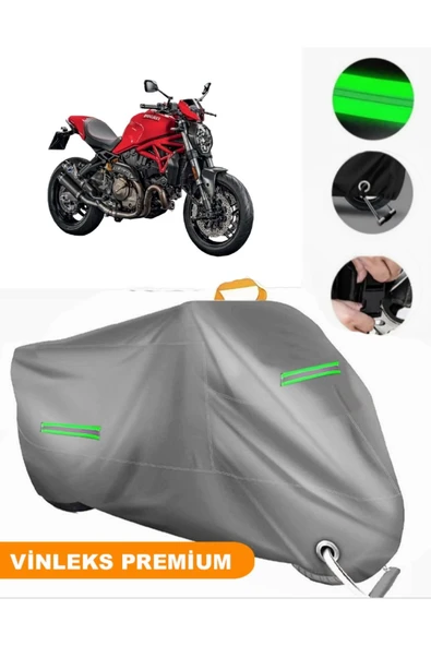 MotoEN  Vinleks Gri Ducati Monster 821 Uyumlu Motosiklet Brandası Lüx Kalite (Kilit Uyumlu) ürün görseli
