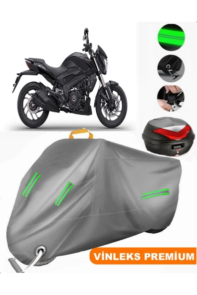MotoEN  Vinleks Gri Bajaj Dominar 400 UG Arka Çanta Uyumlu Motosiklet Brandası (Kilit Uyumlu)