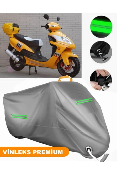 MotoEN  Vinleks Gri Çelik Motor Wind Hunter 150 Uyumlu Motosiklet Brandası Lüx Kalite (Kilit Uyumlu) - 1