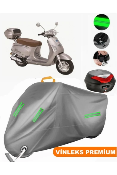 MotoEN  Vinleks Gri Bisan Sardes 125 Arka Çanta Uyumlu Motosiklet Brandası (Kilit Uyumlu) ürün görseli