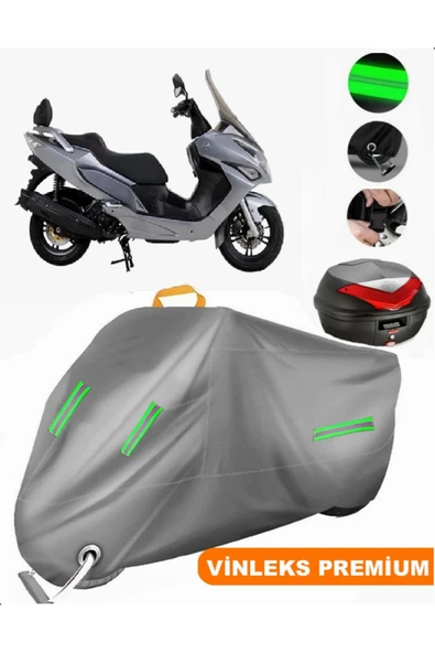 MotoEN  Vinleks Gri Daelim S3 Advance 250 Arka Çanta Uyumlu Motosiklet Brandası (Kilit Uyumlu) ürün görseli