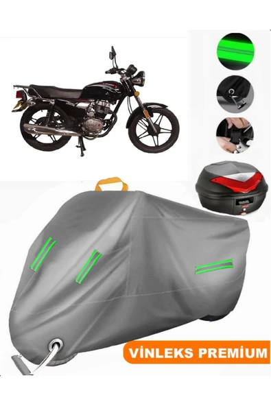 MotoEN  Vinleks Gri Çelik Motor CK100-3 Sport Arka Çanta Uyumlu Motosiklet Brandası (Kilit Uyumlu) ürün görseli