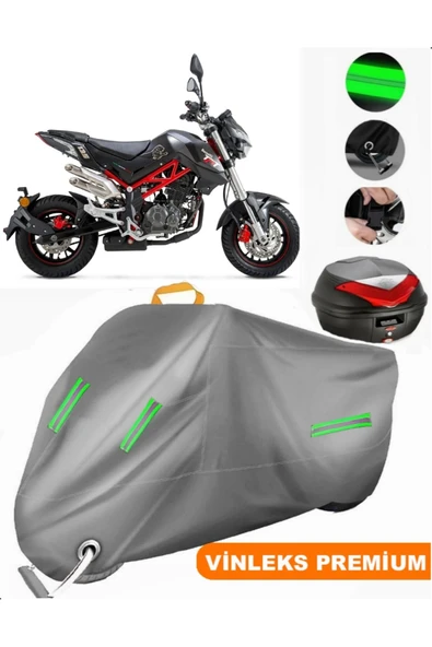 MotoEN  Vinleks Gri Benelli TNT 125 Arka Çanta Uyumlu Motosiklet Brandası (Kilit Uyumlu) ürün görseli
