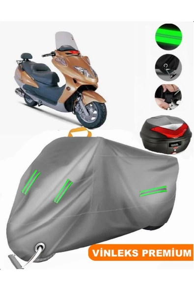 MotoEN  Vinleks Gri Çelik Motor Tiger 150 Arka Çanta Uyumlu Motosiklet Brandası (Kilit Uyumlu) ürün görseli