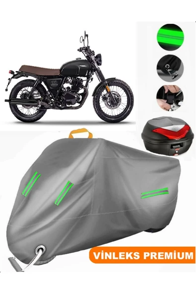 MotoEN  Vinleks Gri Brixton Cromwell 125 Arka Çanta Uyumlu Motosiklet Brandası (Kilit Uyumlu) ürün görseli