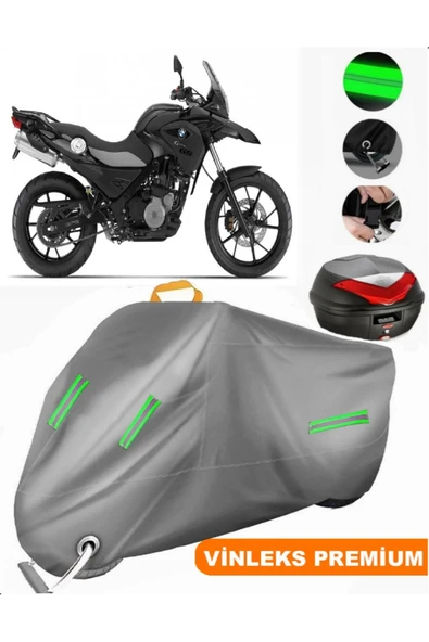 MotoEN  Vinleks Gri Bmw G 650 GS Arka Çanta Uyumlu Motosiklet Brandası (Kilit Uyumlu)