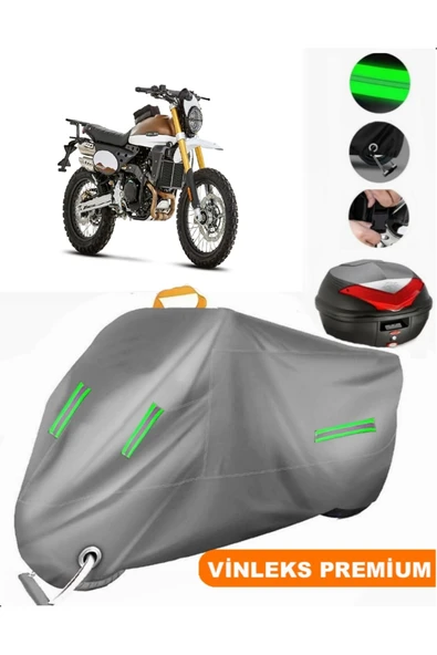 MotoEN  Vinleks Gri CABALLERO 500 Explorer Arka Çanta Uyumlu Motosiklet Brandası (Kilit Uyumlu)