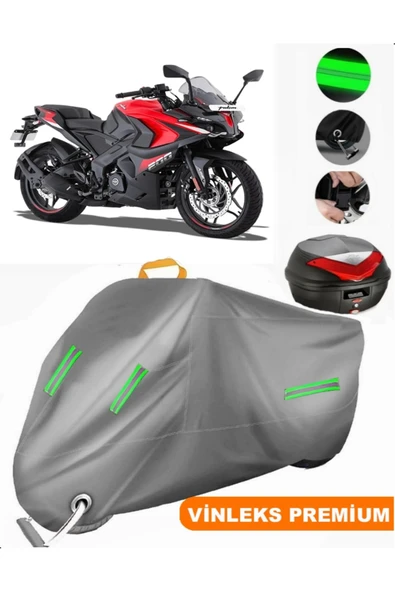 MotoEN  Vinleks Gri Bajaj Pulsar RS 200 Arka Çanta Uyumlu Motosiklet Brandası (Kilit Uyumlu) ürün görseli