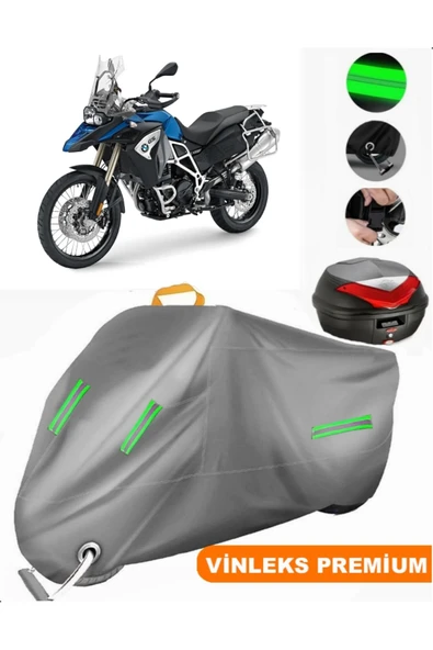 MotoEN  Vinleks Gri Bmw F 800 GS Adventure Arka Çanta Uyumlu Motosiklet Brandası (Kilit Uyumlu) ürün görseli 1