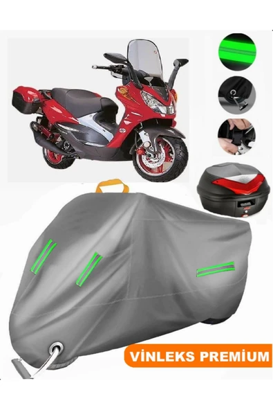 MotoEN  Vinleks Gri Çelik Motor Martian 150 Arka Çanta Uyumlu Motosiklet Brandası (Kilit Uyumlu) ürün görseli