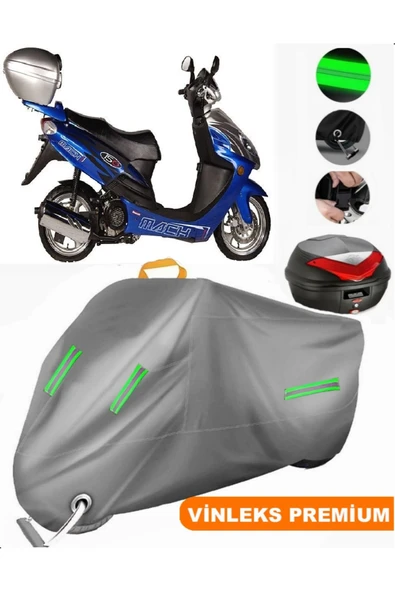 MotoEN  Vinleks Gri Bianchi Mach-1 150 Arka Çanta Uyumlu Motosiklet Brandası (Kilit Uyumlu) ürün görseli