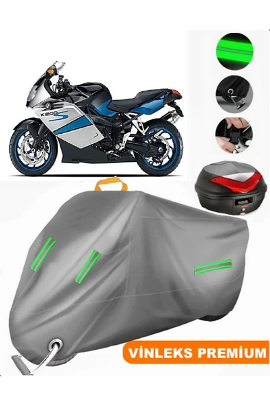 MotoEN  Vinleks Gri Bmw K 1200 S Arka Çanta Uyumlu Motosiklet Brandası (Kilit Uyumlu) ürün görseli 1
