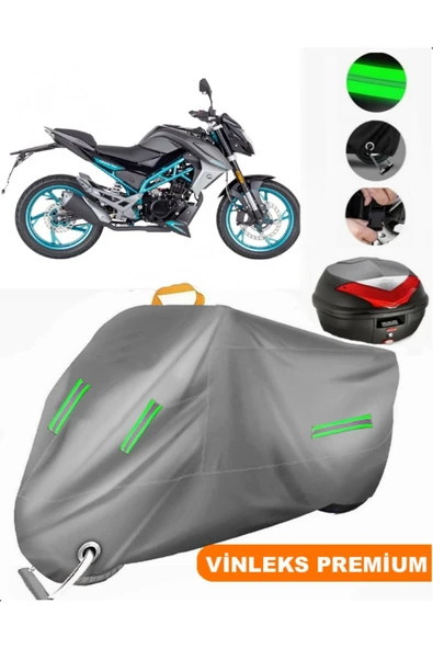 MotoEN  Vinleks Gri CF Moto 150NK Arka Çanta Uyumlu Motosiklet Brandası (Kilit Uyumlu) ürün görseli