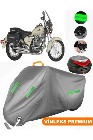 MotoEN  Vinleks Gri Çelik Motor Crown 150 Arka Çanta Uyumlu Motosiklet Brandası (Kilit Uyumlu) ürün görseli