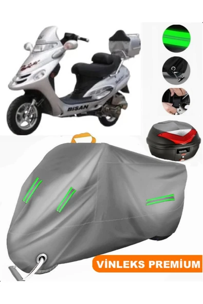 MotoEN  Vinleks Gri Bisan Pasific 125 Arka Çanta Uyumlu Motosiklet Brandası (Kilit Uyumlu) ürün görseli