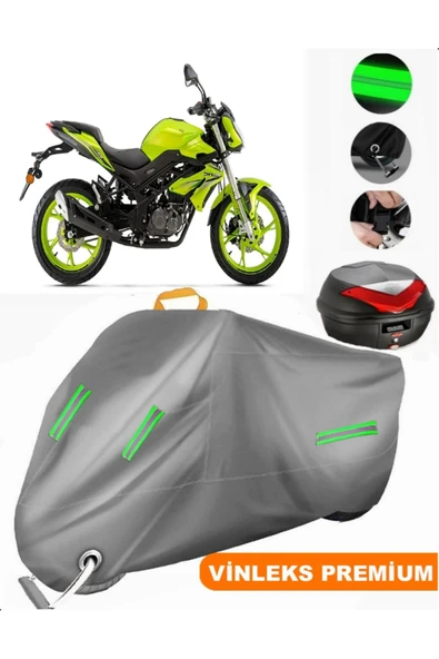 MotoEN  Vinleks Gri Benelli BN 125 Arka Çanta Uyumlu Motosiklet Brandası (Kilit Uyumlu) ürün görseli 1