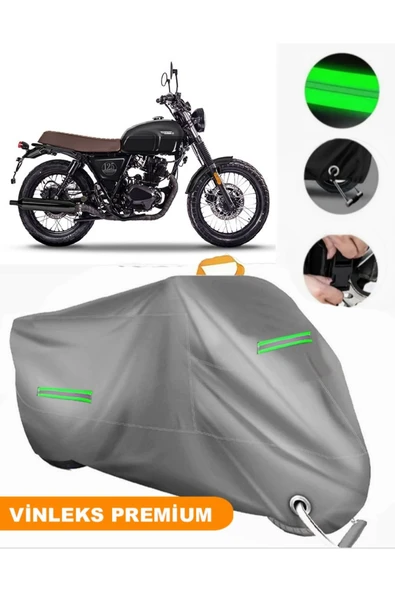 MotoEN Vinleks Gri Brixton Cromwell 250 Uyumlu Motosiklet Brandası Lüx Kalite (Kilit Uyumlu)