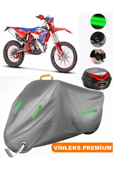 MotoEN  Vinleks Gri Beta RR 4T Enduro 350 Arka Çanta Uyumlu Motosiklet Brandası (Kilit Uyumlu) ürün görseli